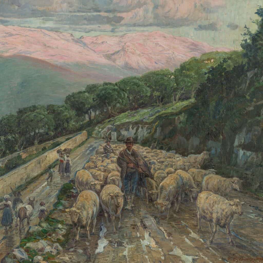 Carl Budtz Møller, Pastore su una strada di montagna in Italia. 1921, olio su tela 