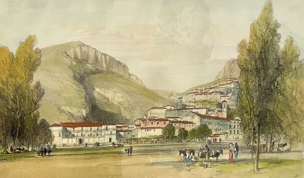 Edward Lear, Tagliacozzo 1843 ( in the troubled Bourbon times) Looking up from the wealthy downtown