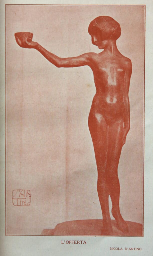 Religious or cultural sculpture depicting a woman with a bowl, symbolising offering or donation.