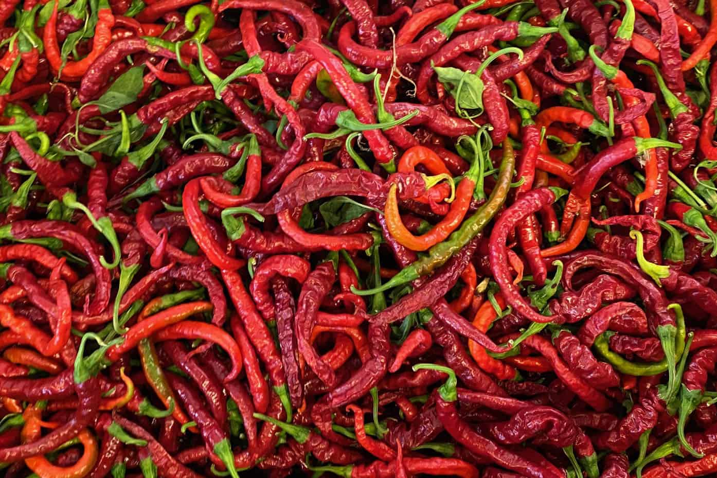 Chillies for sale at a Chieti province market