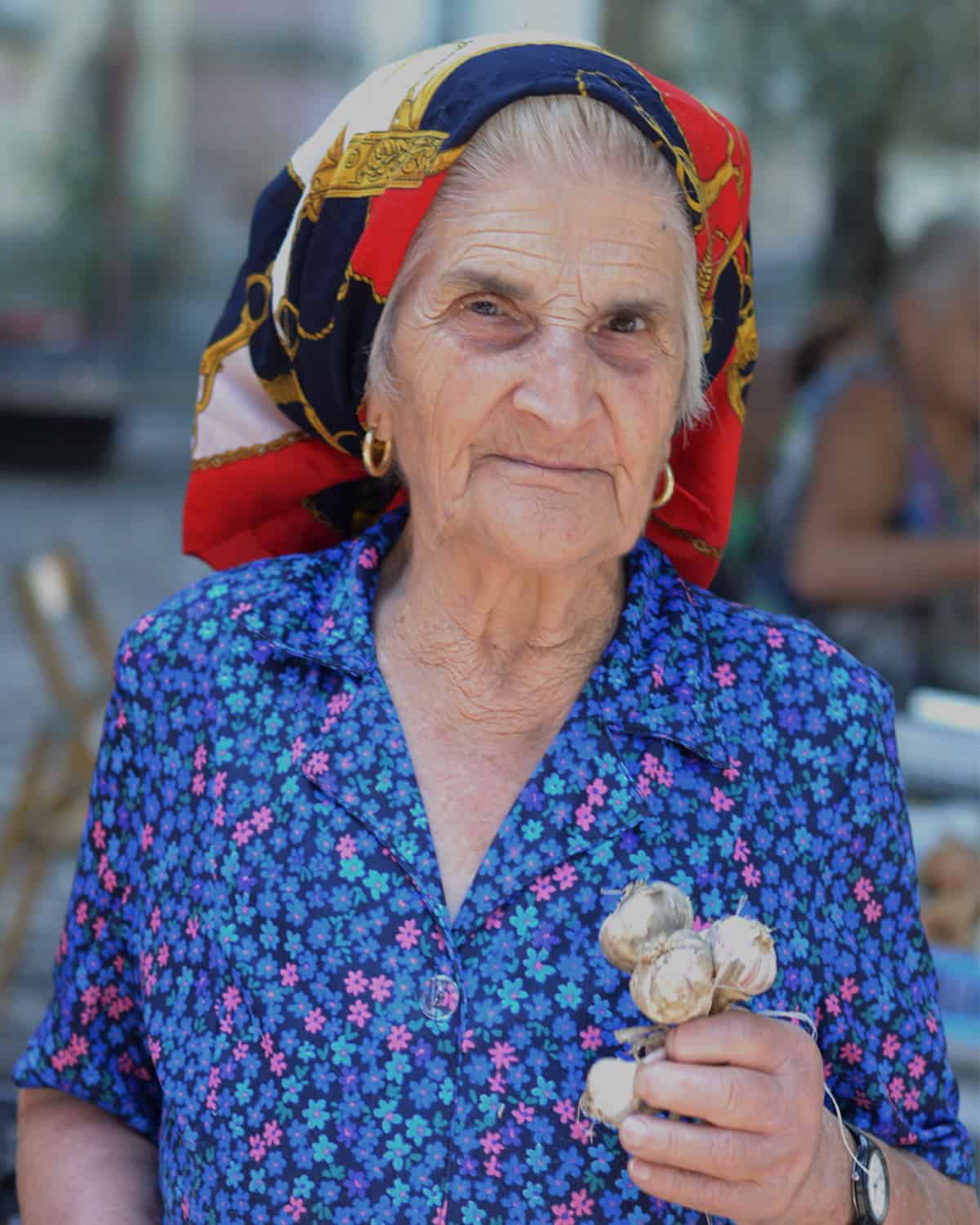 Market trader in a covered market in Teramo province